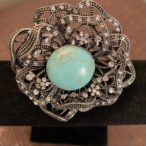 Turquoise and crystal  hinged bracelet!
